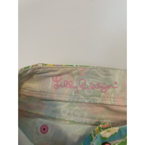 Lilly Pulitzer Size 2 Green Pink Worth Skinny Mini Zip Jeans Colorful Paisley - Picture 4 of 8